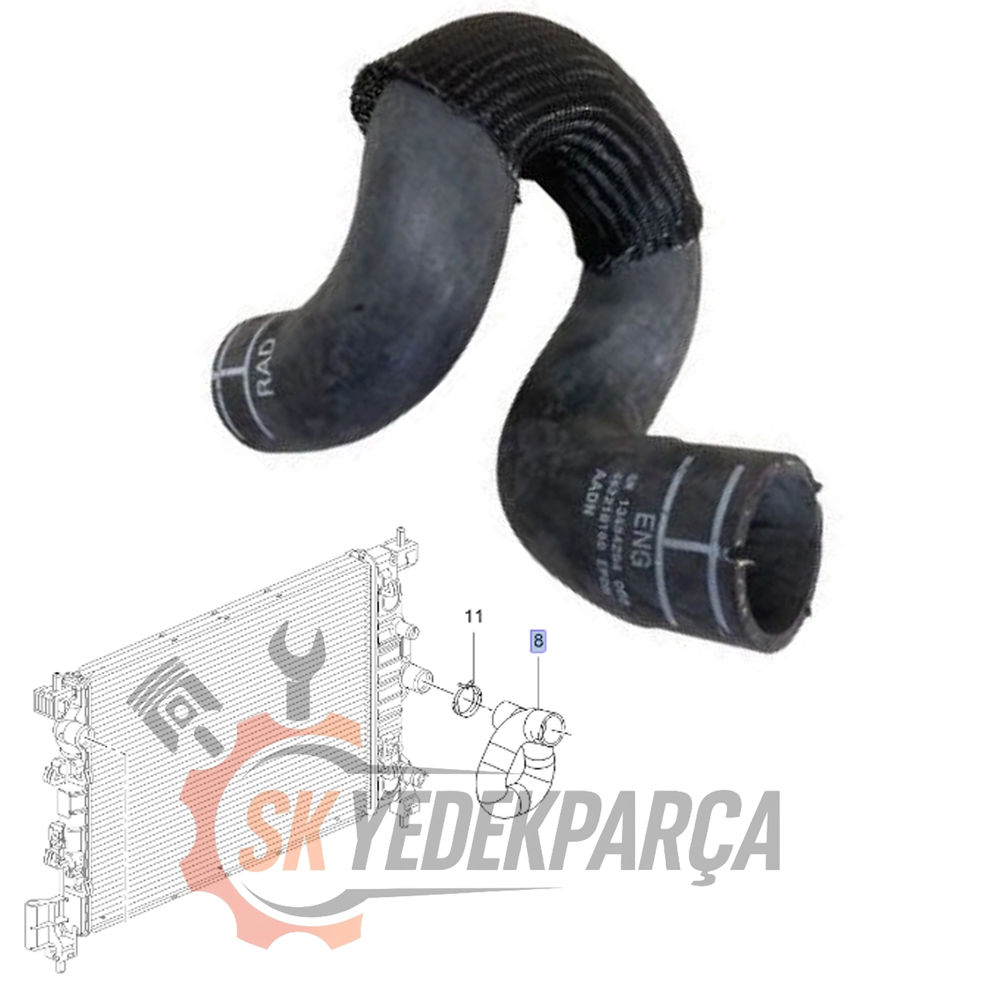 RADYATÖR ÇIKIŞ ALT HORTUMU OPEL MOKKA A16XER  (1336609 96968696 13484294)